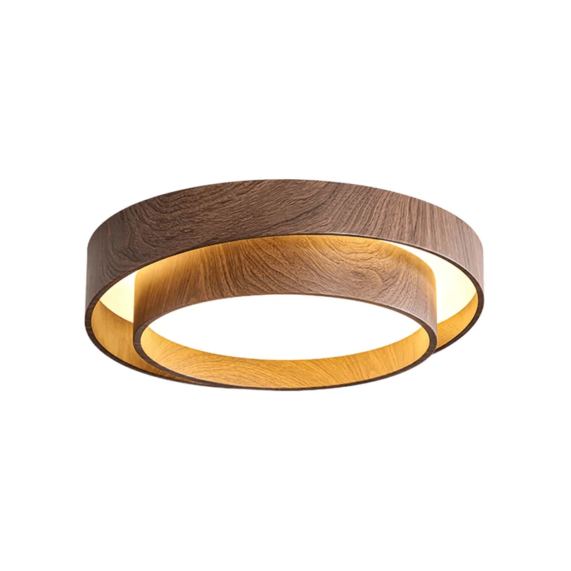 LED plafondlamp houtlook walnoot Japandi woonkamer slaapkamer ronde plafondlamp moderne verlichting houtnerf look | Sansoti