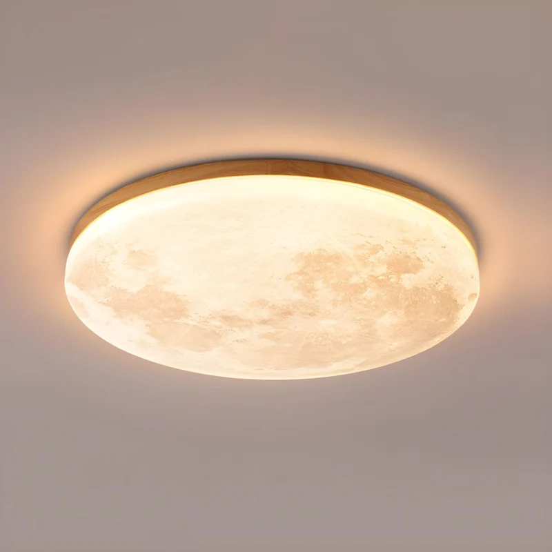 LED Plafondlamp Maanontwerp Hout Acryl Rond 26-48cm Slaapkamer Woonkamer Plafondlamp Maanlamp LED Verlichting Modern Interieur | Sansoti