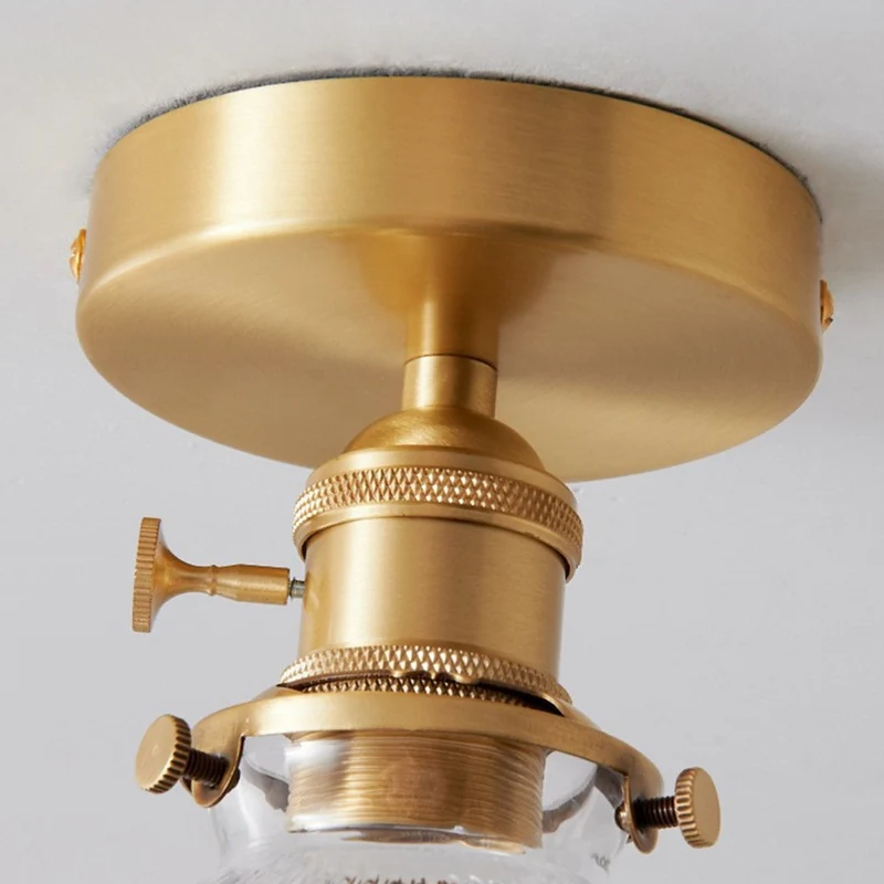 Glazen plafondlamp E27 goud hal slaapkamer woonkamer ribbelglas plafondverlichting compact modern interieur | Sansoti