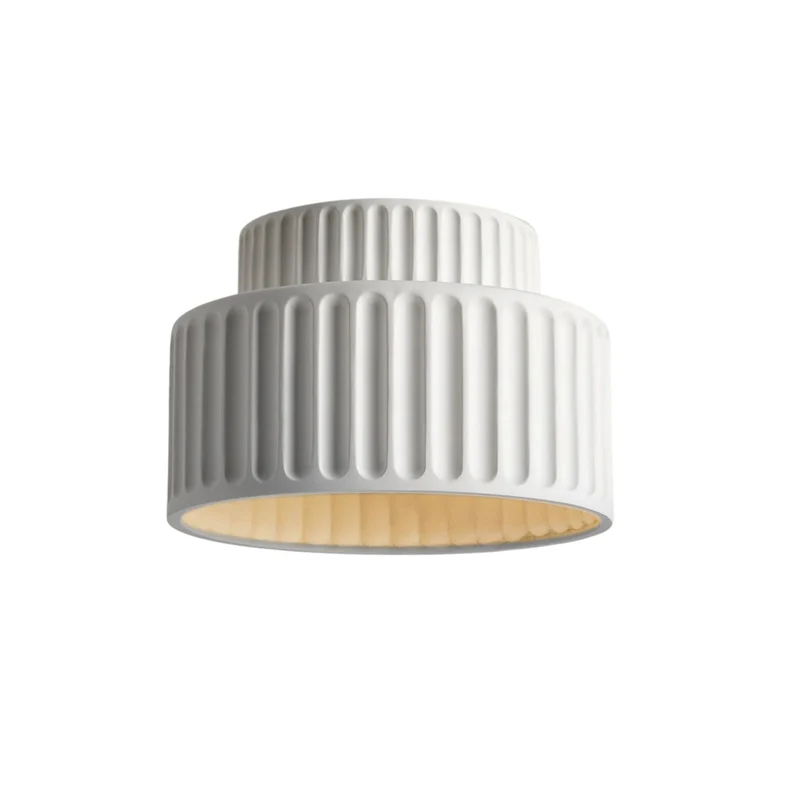 Plafondlamp Geribbeld Resin E27 Wit Compact Modern Interieur Woonkamer Keuken Slaapkamer Retro Design Plafonnière | Sansoti