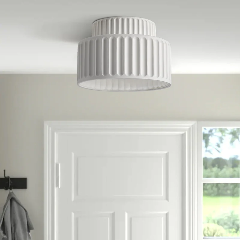 Plafondlamp Geribbeld Resin E27 Wit Compact Modern Interieur Woonkamer Keuken Slaapkamer Retro Design Plafonnière | Sansoti
