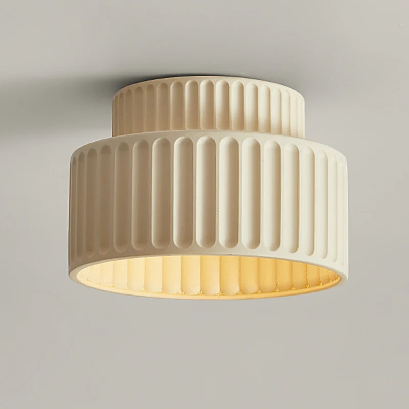 Plafondlamp Geribbeld Resin E27 Wit Compact Modern Interieur Woonkamer Keuken Slaapkamer Retro Design Plafonnière | Sansoti