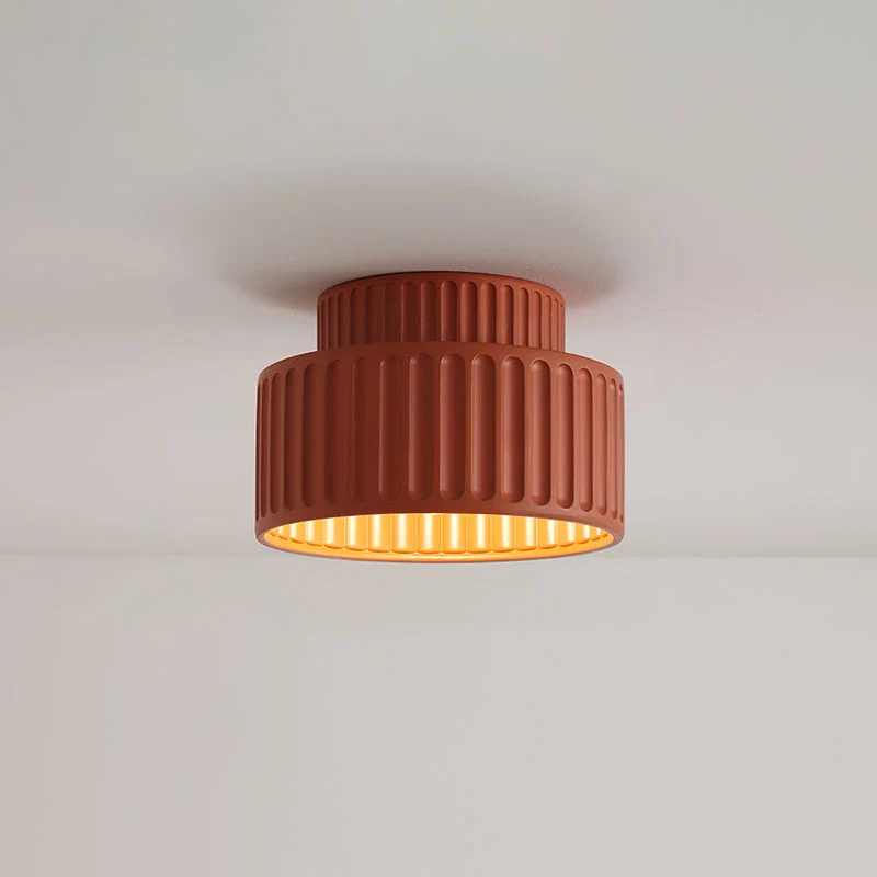 Plafondlamp Geribbeld Resin E27 Wit Compact Modern Interieur Woonkamer Keuken Slaapkamer Retro Design Plafonnière | Sansoti