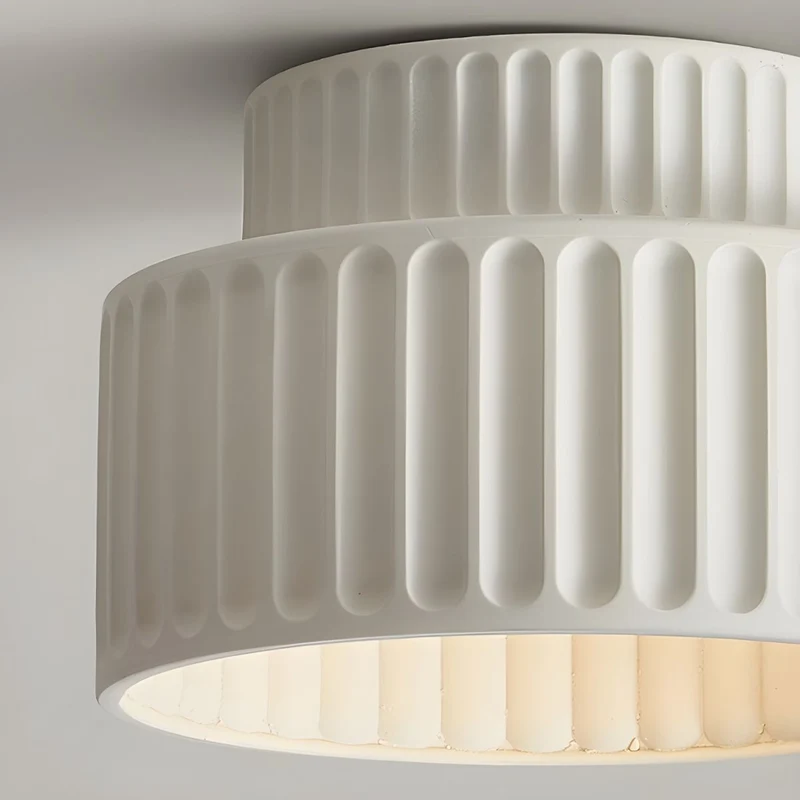 Plafondlamp Geribbeld Resin E27 Wit Compact Modern Interieur Woonkamer Keuken Slaapkamer Retro Design Plafonnière | Sansoti