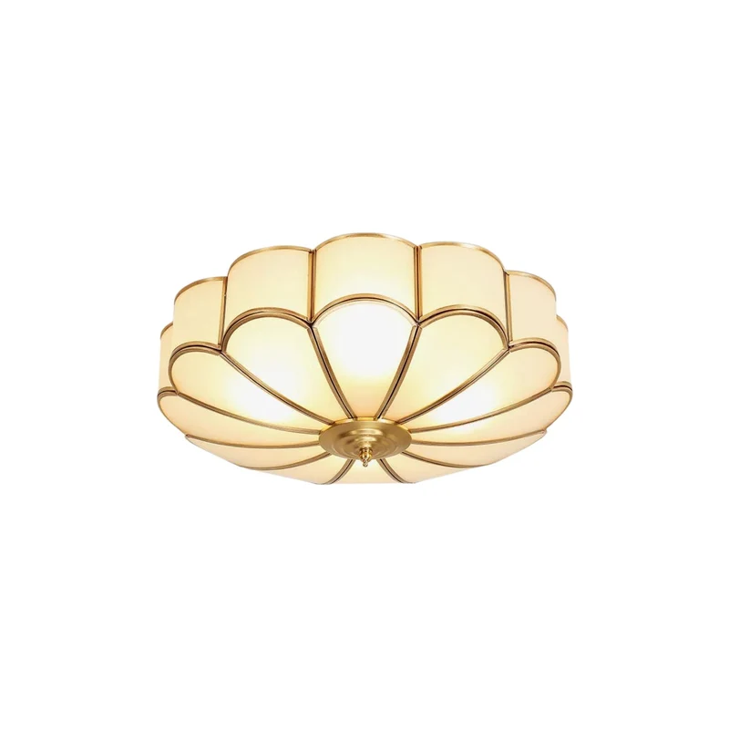 Plafondlamp Glas Messing Goud Rond Klassiek Woonkamer Hal Eetkamer Vintage Design Verlichting Diffuus Licht | Sansoti