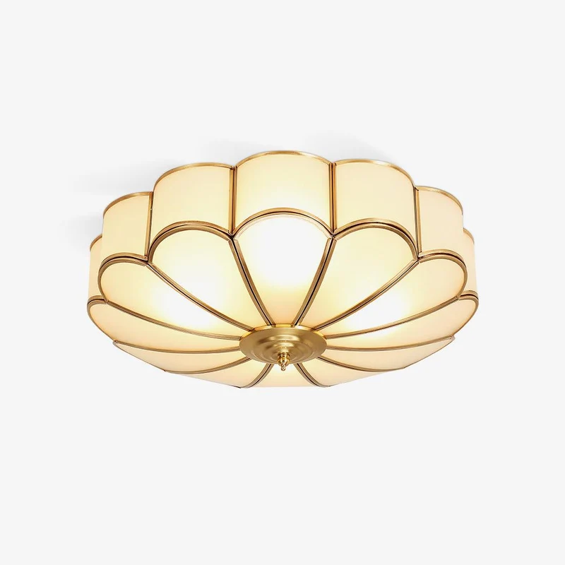 Plafondlamp Glas Messing Goud Rond Klassiek Woonkamer Hal Eetkamer Vintage Design Verlichting Diffuus Licht | Sansoti