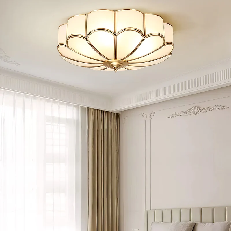 Plafondlamp Glas Messing Goud Rond Klassiek Woonkamer Hal Eetkamer Vintage Design Verlichting Diffuus Licht | Sansoti