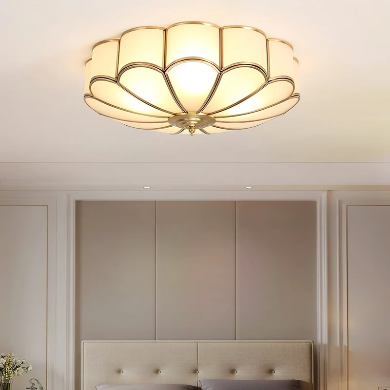 Plafondlamp Glas Messing Goud Rond Klassiek Woonkamer Hal Eetkamer Vintage Design Verlichting Diffuus Licht | Sansoti