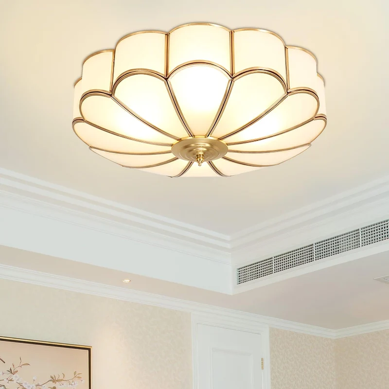 Plafondlamp Glas Messing Goud Rond Klassiek Woonkamer Hal Eetkamer Vintage Design Verlichting Diffuus Licht | Sansoti