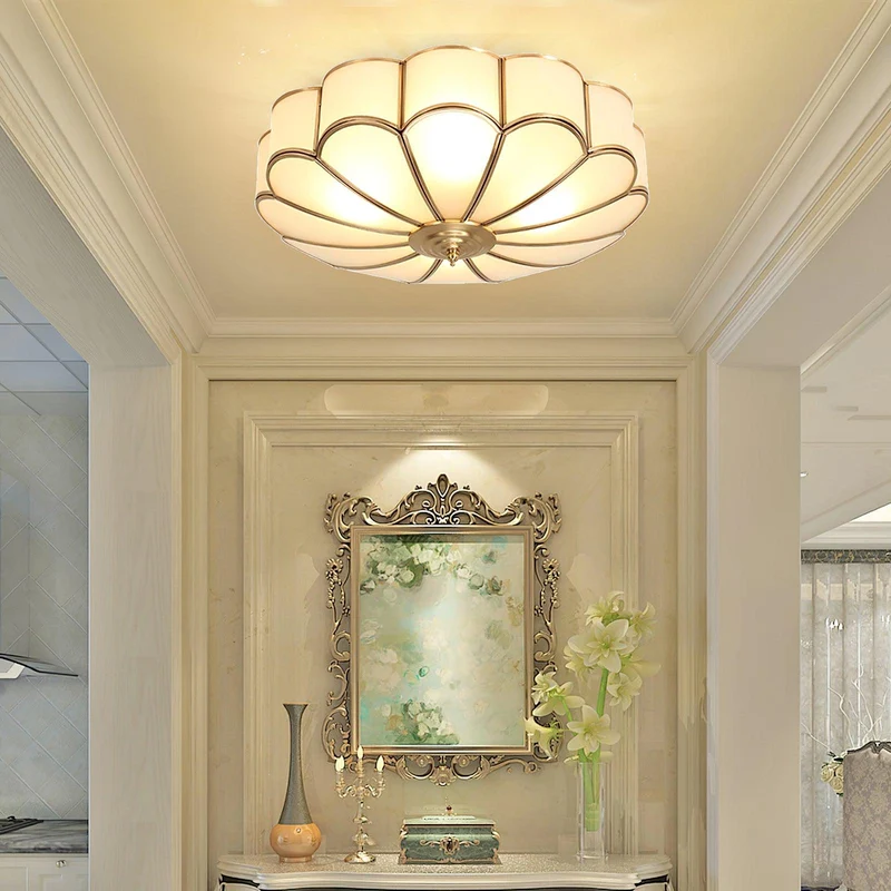 Plafondlamp Glas Messing Goud Rond Klassiek Woonkamer Hal Eetkamer Vintage Design Verlichting Diffuus Licht | Sansoti