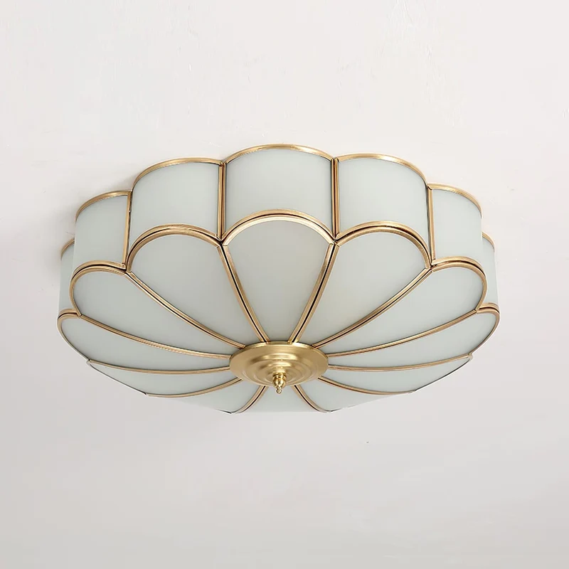 Plafondlamp Glas Messing Goud Rond Klassiek Woonkamer Hal Eetkamer Vintage Design Verlichting Diffuus Licht | Sansoti