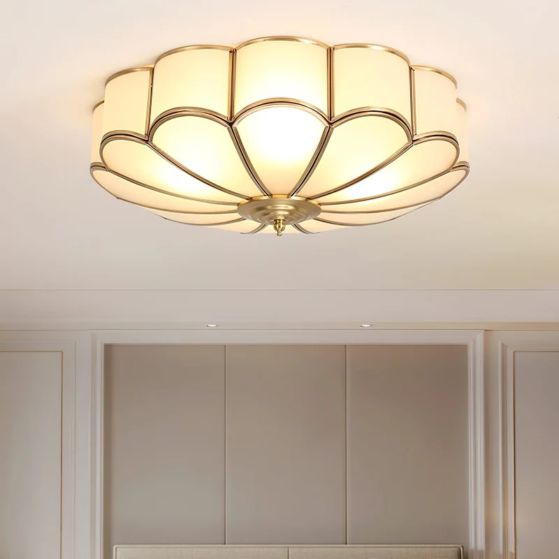 Plafondlamp Glas Messing Goud Rond Klassiek Woonkamer Hal Eetkamer Vintage Design Verlichting Diffuus Licht | Sansoti