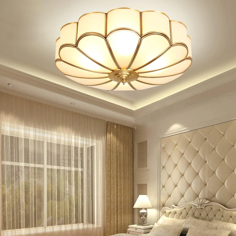 Plafondlamp Glas Messing Goud Rond Klassiek Woonkamer Hal Eetkamer Vintage Design Verlichting Diffuus Licht | Sansoti