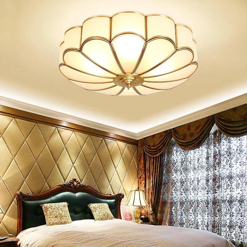 Plafondlamp Glas Messing Goud Rond Klassiek Woonkamer Hal Eetkamer Vintage Design Verlichting Diffuus Licht | Sansoti