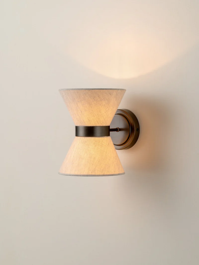 Wandlamp Linnen Design Brons Up Down G9 Wandverlichting Modern | Sansoti