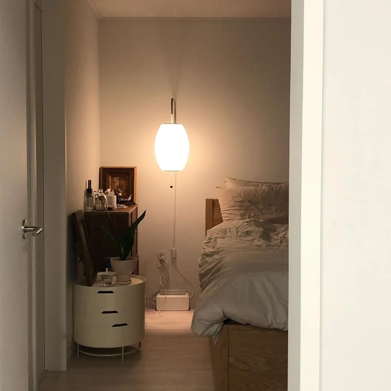 Wandlamp Zijden Kap Walnoot Metaal Wit Woonkamer Slaapkamer | Sansoti