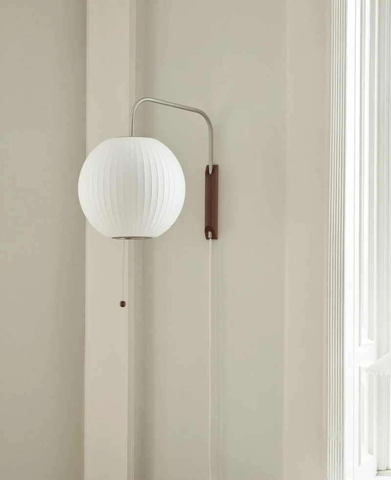 Wandlamp Zijden Kap Walnoot Metaal Wit Woonkamer Slaapkamer | Sansoti