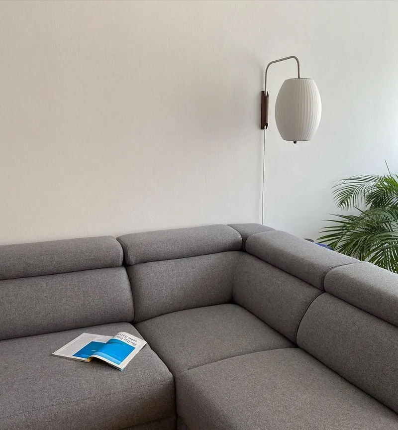 Wandlamp Zijden Kap Walnoot Metaal Wit Woonkamer Slaapkamer | Sansoti