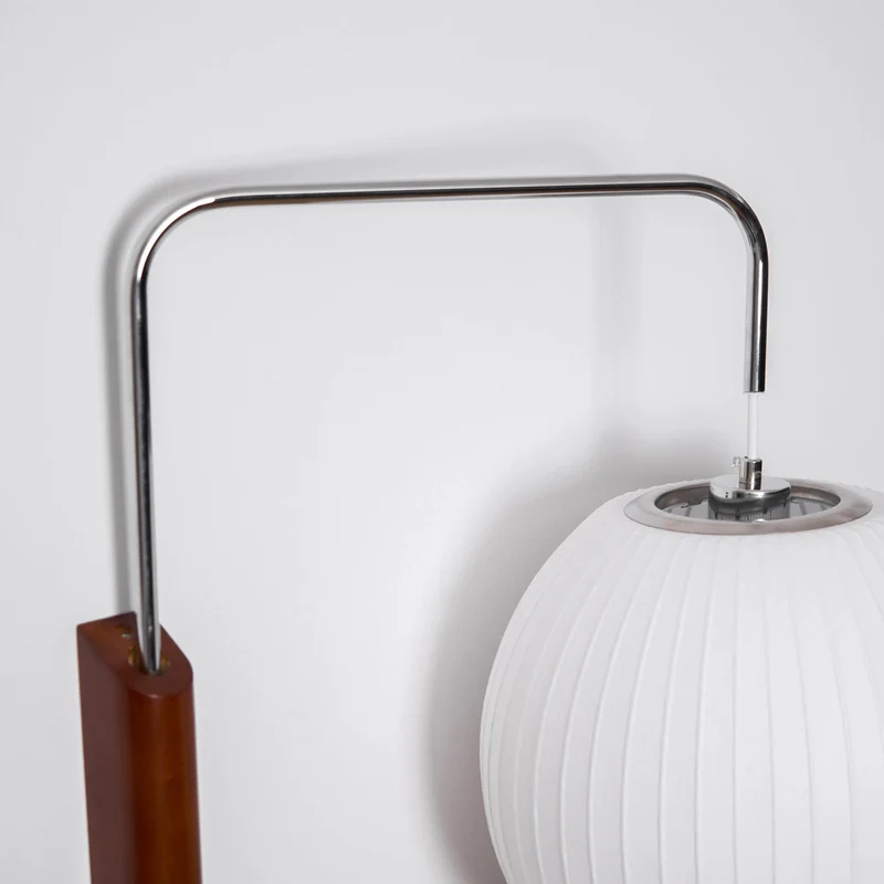Wandlamp Zijden Kap Walnoot Metaal Wit Woonkamer Slaapkamer | Sansoti