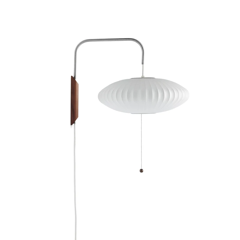 Wandlamp Zijden Kap Walnoot Metaal Wit Woonkamer Slaapkamer | Sansoti