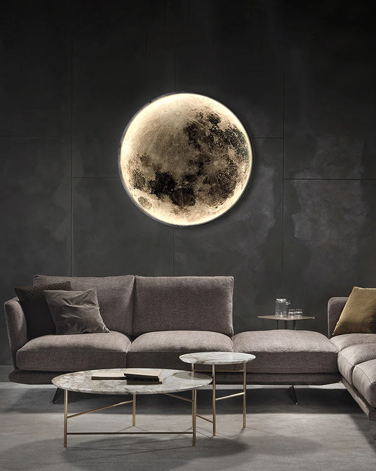 Wandlamp Maan Muurschildering LED Dimbaar Afstandsbediening Woonkamer Slaapkamer | Sansoti