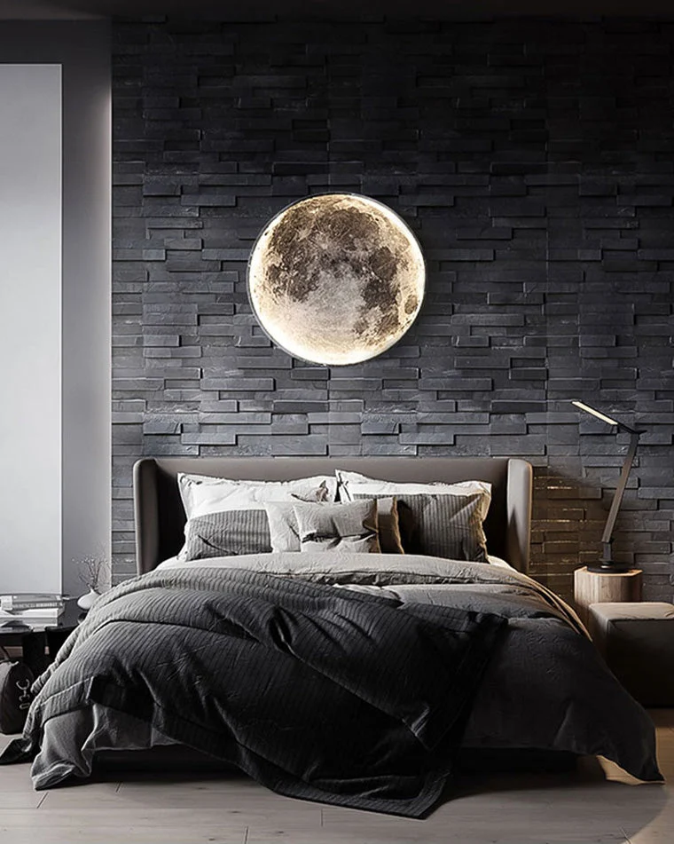 Wandlamp Maan Muurschildering LED Dimbaar Afstandsbediening Woonkamer Slaapkamer | Sansoti