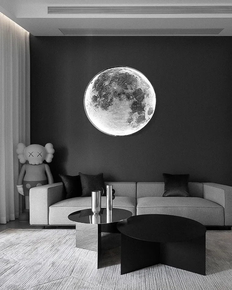 Wandlamp Maan Muurschildering LED Dimbaar Afstandsbediening Woonkamer Slaapkamer | Sansoti