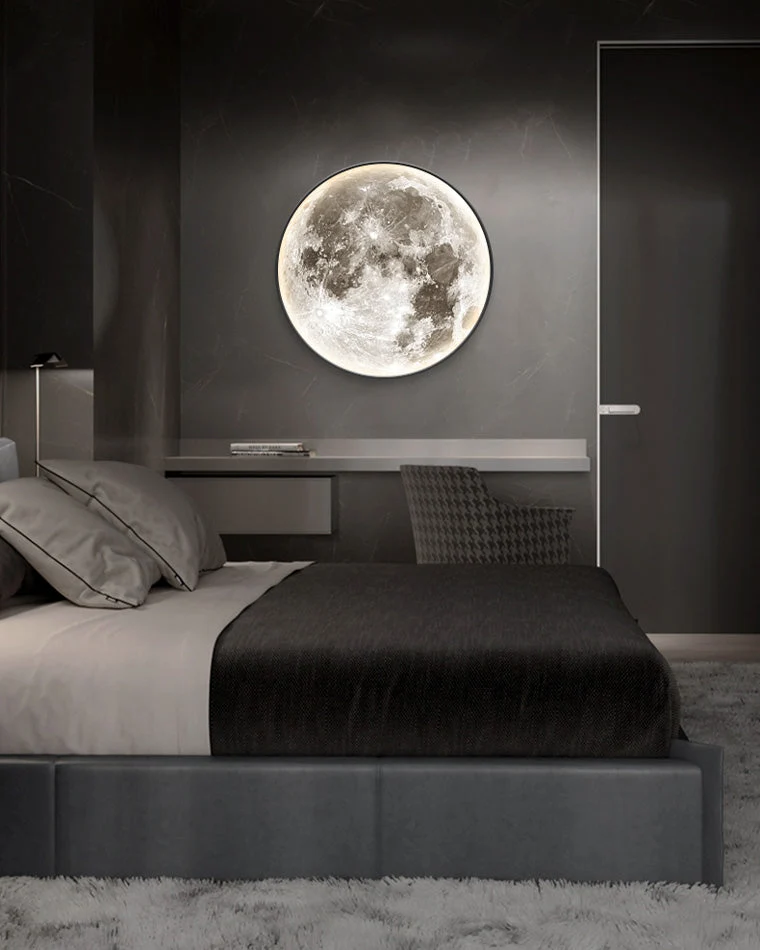Wandlamp Maan Muurschildering LED Dimbaar Afstandsbediening Woonkamer Slaapkamer | Sansoti