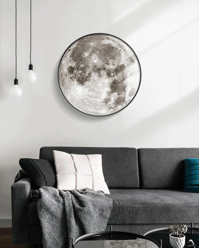 Wandlamp Maan Muurschildering LED Dimbaar Afstandsbediening Woonkamer Slaapkamer | Sansoti