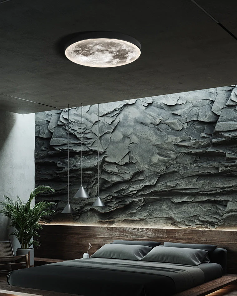 Wandlamp Maan Muurschildering LED Dimbaar Afstandsbediening Woonkamer Slaapkamer | Sansoti