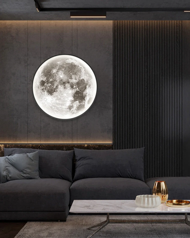 Wandlamp Maan Muurschildering LED Dimbaar Afstandsbediening Woonkamer Slaapkamer | Sansoti