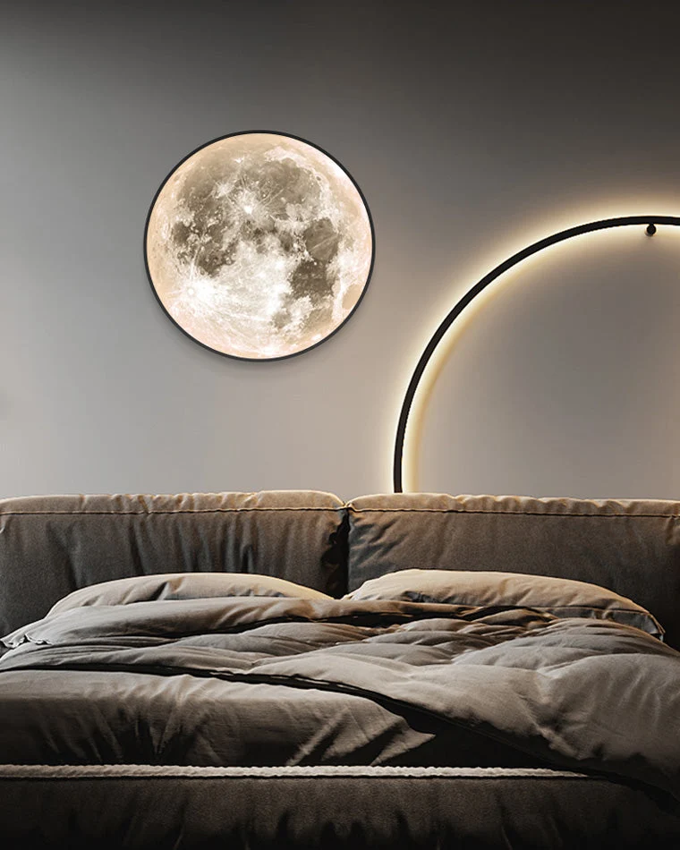 Wandlamp Maan Muurschildering LED Dimbaar Afstandsbediening Woonkamer Slaapkamer | Sansoti