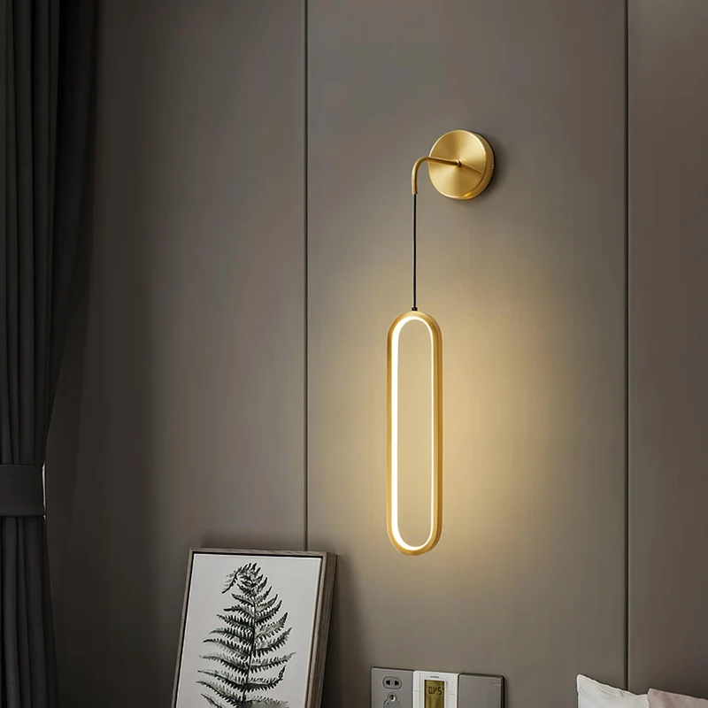 Hangende Wandlamp LED Messing Acryl 68cm Dimbaar Woonkamer Slaapkamer Gang Modern