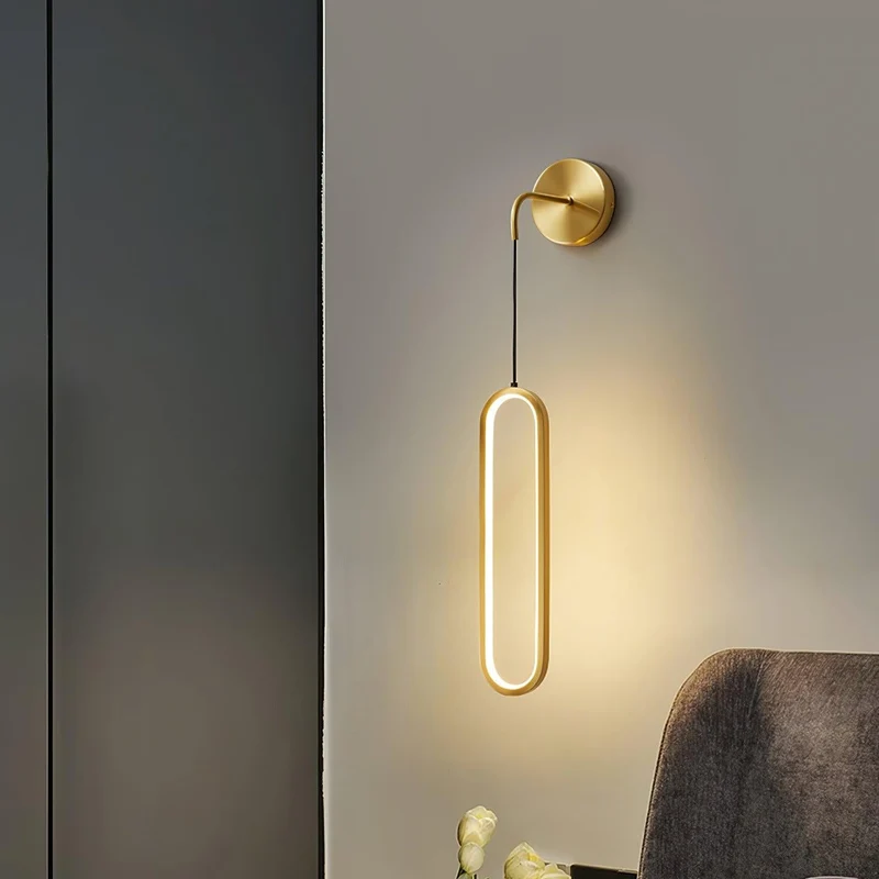 Hangende Wandlamp LED Messing Acryl 68cm Dimbaar Woonkamer Slaapkamer Gang Modern