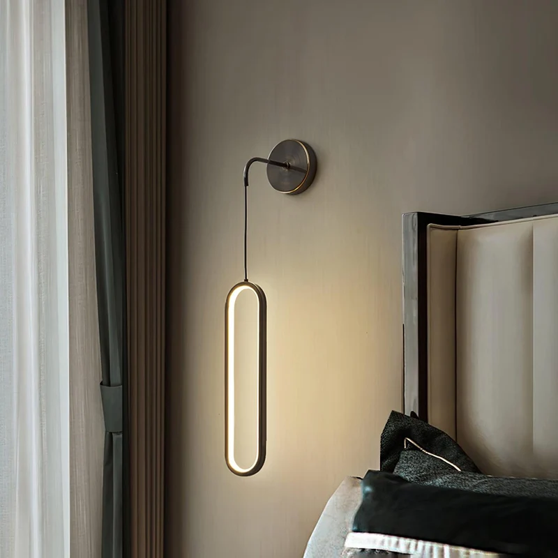 Hangende Wandlamp LED Messing Acryl 68cm Dimbaar Woonkamer Slaapkamer Gang Modern