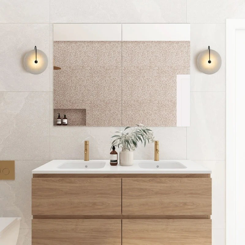 Wandlamp Marmer Rond LED 5W Zwart Wit 25cm Slaapkamer Hal Woonkamer Mid-Century