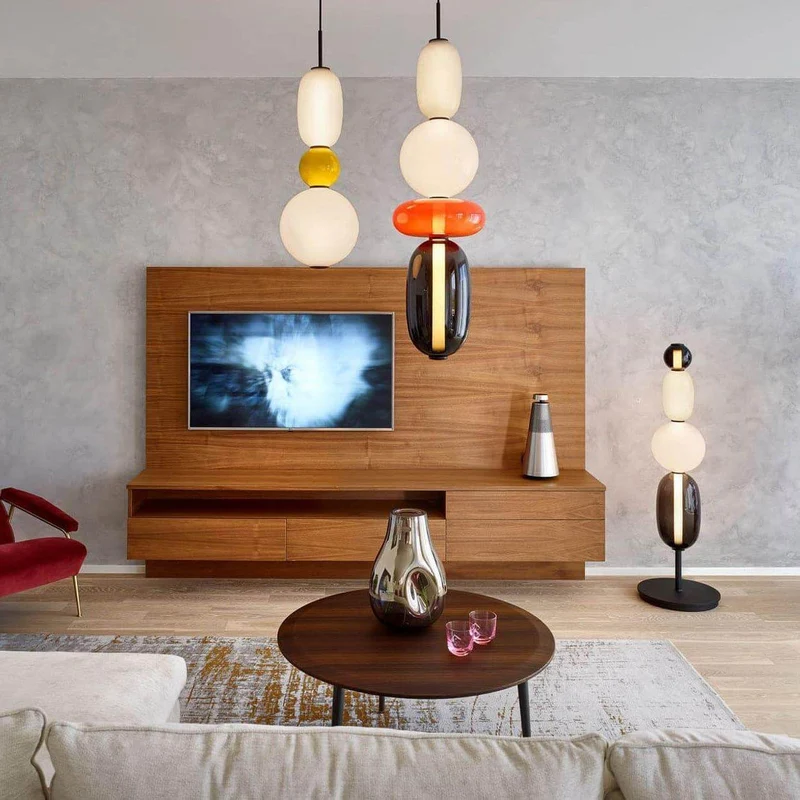 Hanglamp Gekleurd Glas Organisch Vormgegeven Retro Sfeerverlichting Woonkamer | Sansoti