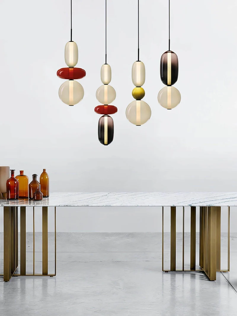 Hanglamp Gekleurd Glas Organisch Vormgegeven Retro Sfeerverlichting Woonkamer | Sansoti
