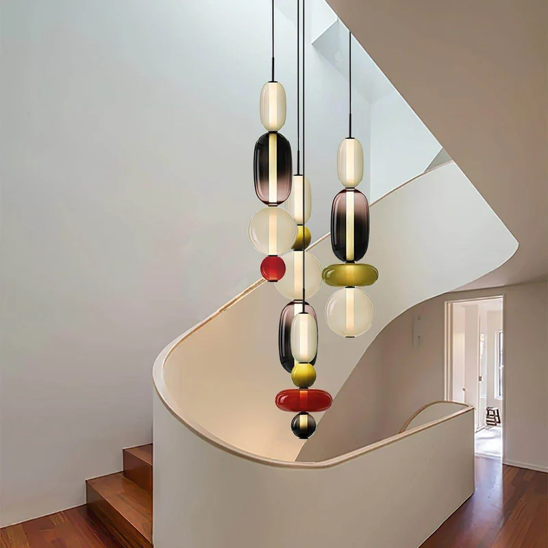 Hanglamp Gekleurd Glas Organisch Vormgegeven Retro Sfeerverlichting Woonkamer | Sansoti