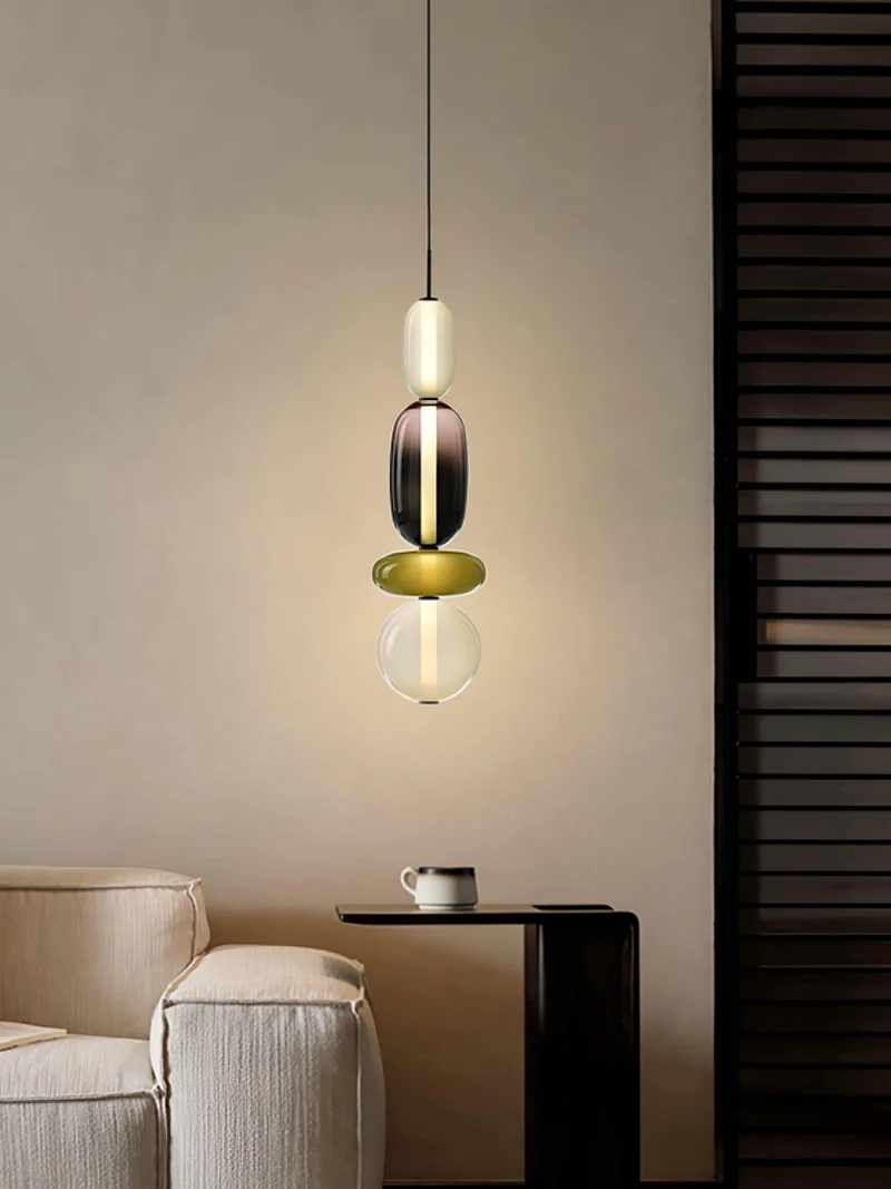 Hanglamp Gekleurd Glas Organisch Vormgegeven Retro Sfeerverlichting Woonkamer | Sansoti