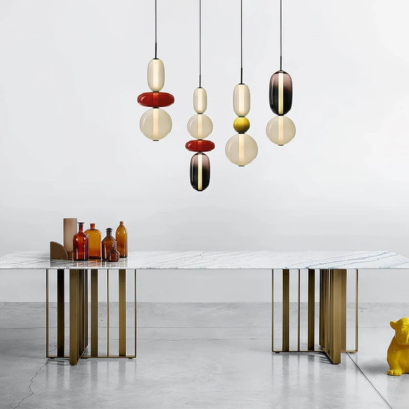 Hanglamp Gekleurd Glas Organisch Vormgegeven Retro Sfeerverlichting Woonkamer | Sansoti