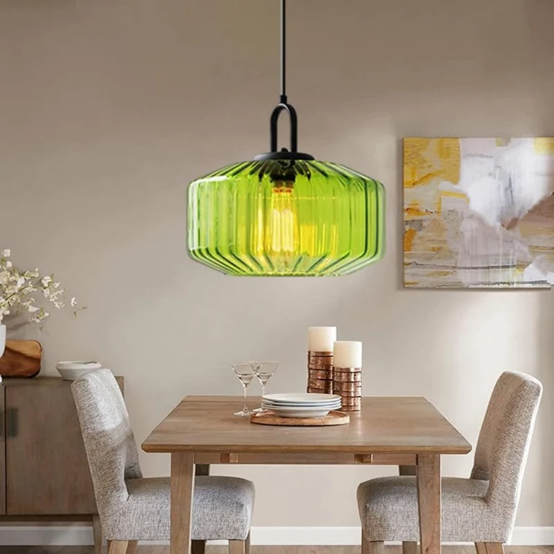 Hanglamp Geblazen Glas Gestreept Vintage Minimalistisch LED Eetkamer Woonkamer Slaapkamer | Sansoti