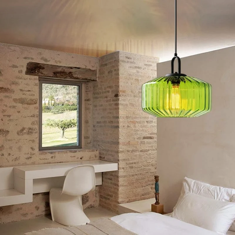 Hanglamp Geblazen Glas Gestreept Vintage Minimalistisch LED Eetkamer Woonkamer Slaapkamer | Sansoti