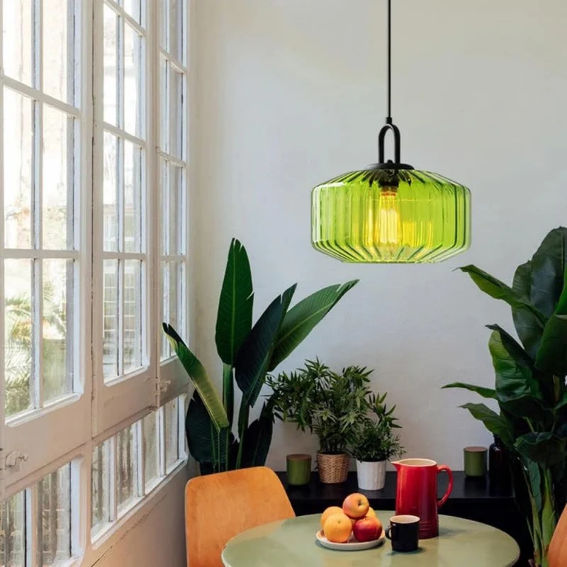 Hanglamp Geblazen Glas Gestreept Vintage Minimalistisch LED Eetkamer Woonkamer Slaapkamer | Sansoti