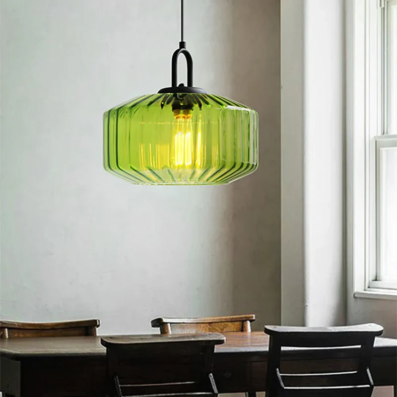 Hanglamp Geblazen Glas Gestreept Vintage Minimalistisch LED Eetkamer Woonkamer Slaapkamer | Sansoti