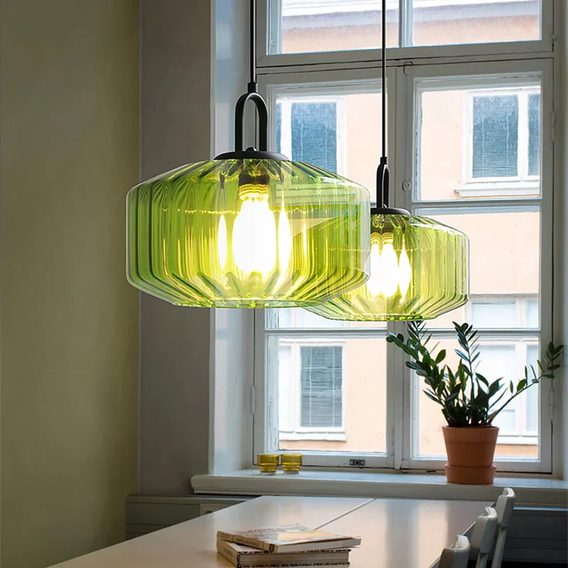 Hanglamp Geblazen Glas Gestreept Vintage Minimalistisch LED Eetkamer Woonkamer Slaapkamer | Sansoti
