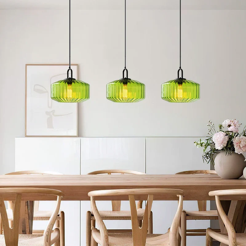 Hanglamp Geblazen Glas Gestreept Vintage Minimalistisch LED Eetkamer Woonkamer Slaapkamer | Sansoti