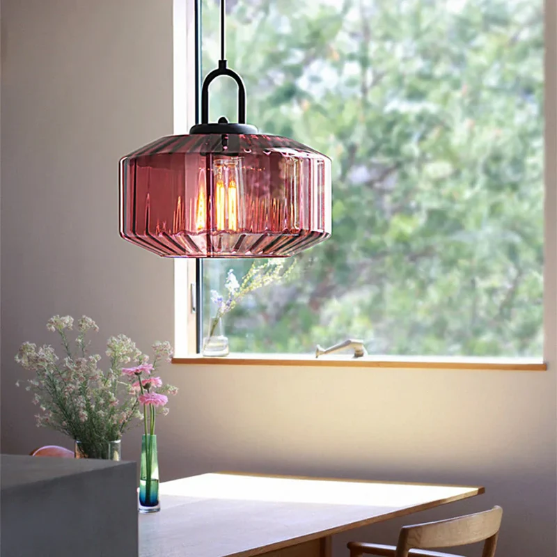 Hanglamp Geblazen Glas Gestreept Vintage Minimalistisch LED Eetkamer Woonkamer Slaapkamer | Sansoti