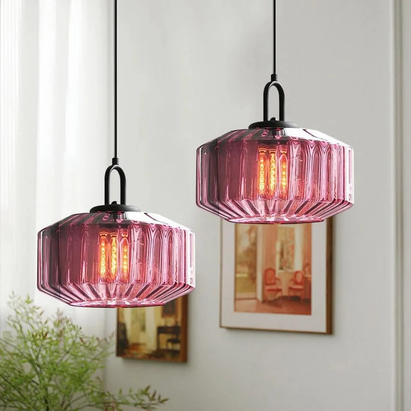 Hanglamp Geblazen Glas Gestreept Vintage Minimalistisch LED Eetkamer Woonkamer Slaapkamer | Sansoti