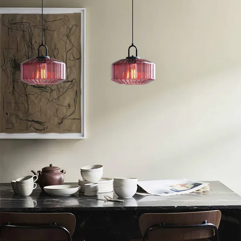 Hanglamp Geblazen Glas Gestreept Vintage Minimalistisch LED Eetkamer Woonkamer Slaapkamer | Sansoti